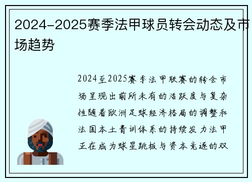2024-2025赛季法甲球员转会动态及市场趋势